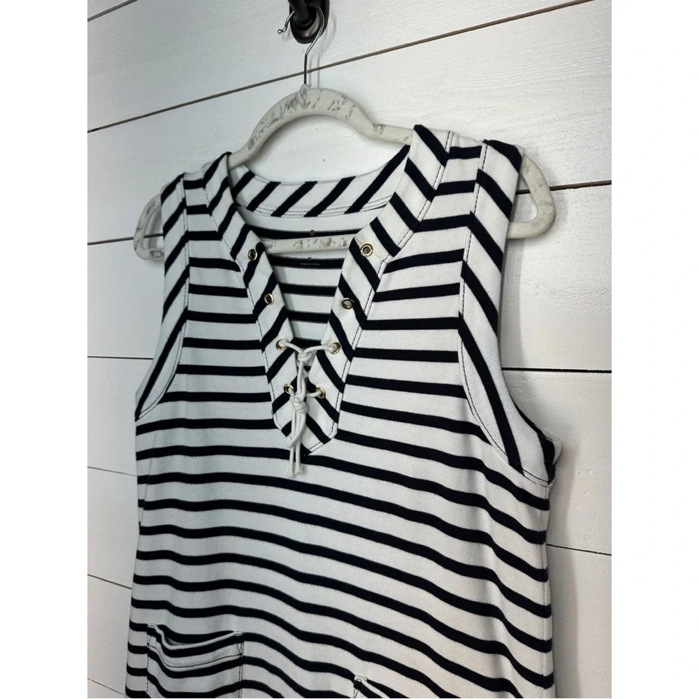 kate spade Navy and White Striped Sleeveless Lace-Up Shift Dress - Picture 4 of 10